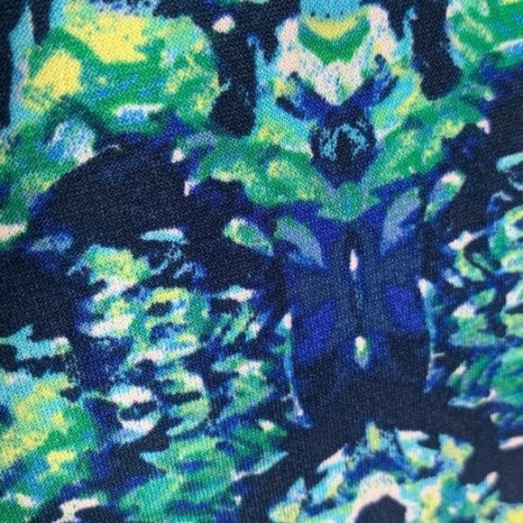 Chicos Blue Green Print Blouse Small Long Sleeve Stretch Work Top - Picture 12 of 12